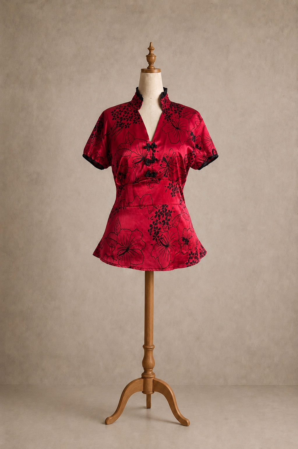 Sakura Rouge Saten Bluz