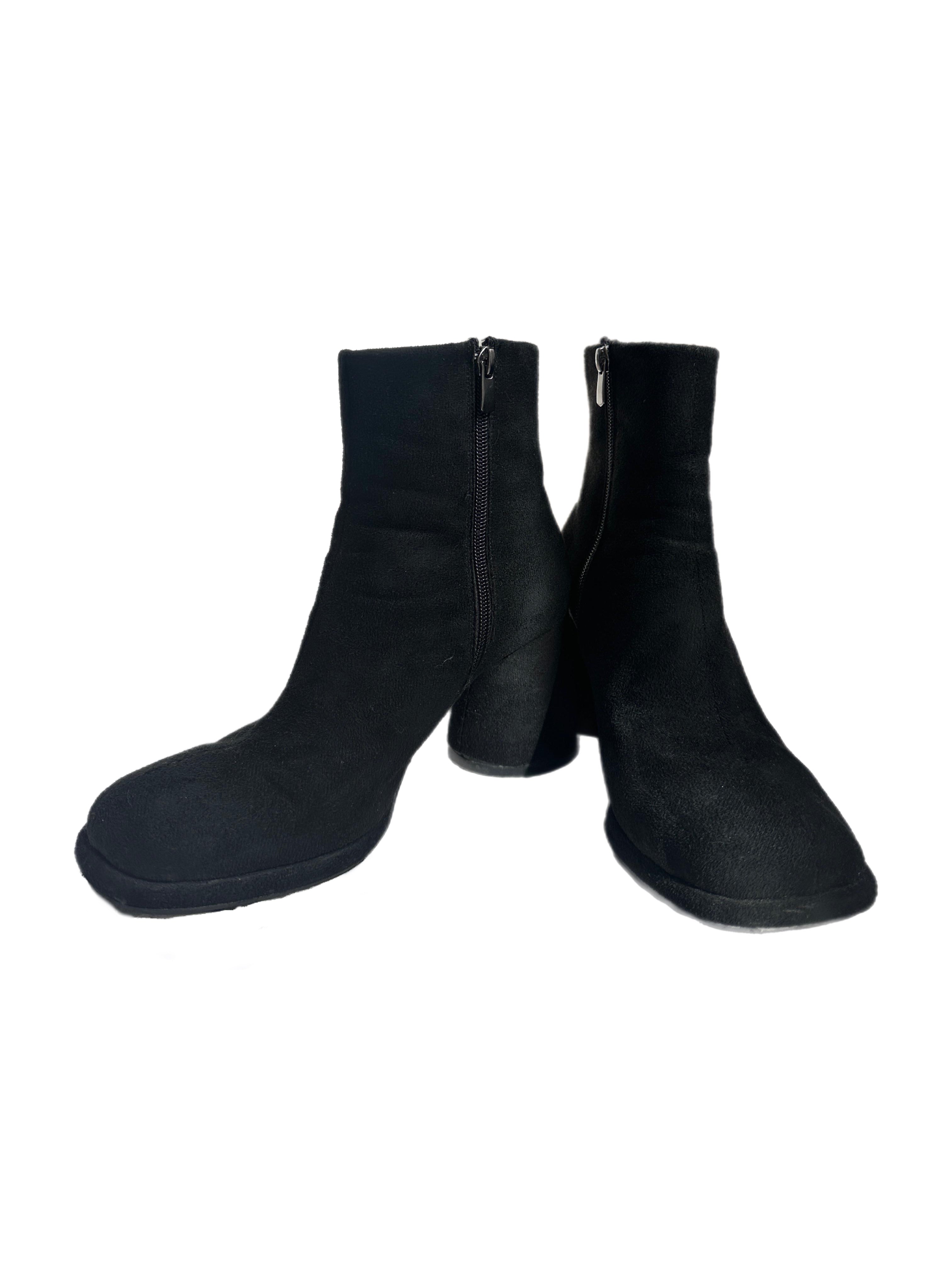 Siyah Süet Topuklu Bot