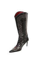 Taş İşlemeli Deri Çizme