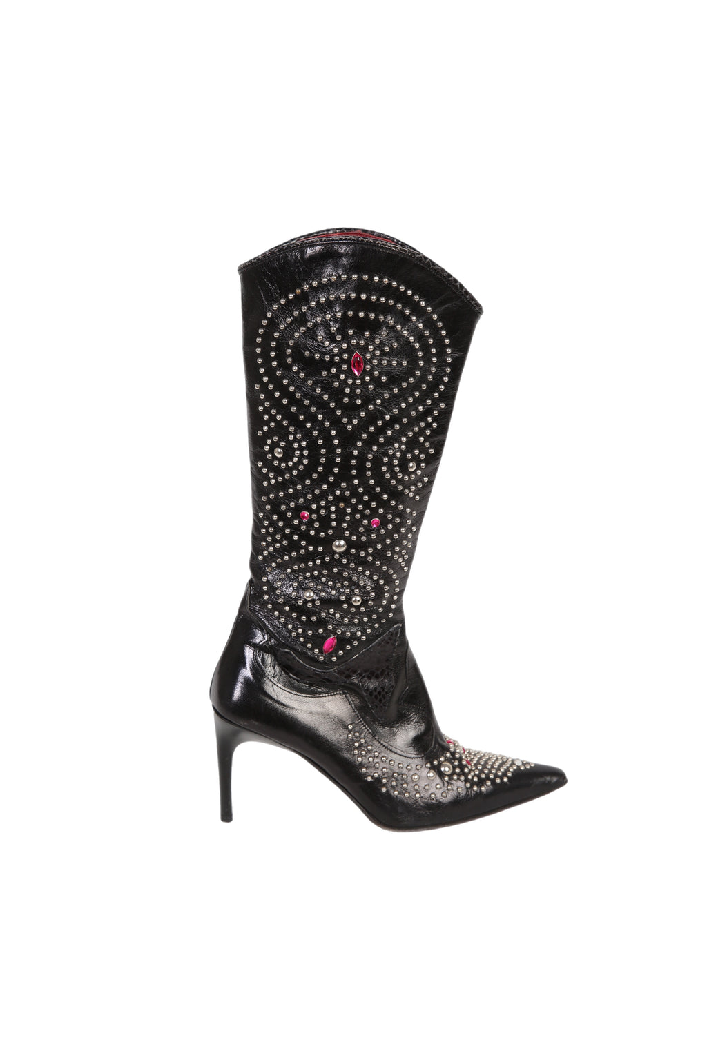 Taş İşlemeli Deri Çizme